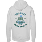 back view of smoke colored lifestyle hoodie showing main Heritage design from Putt Snipe Celly